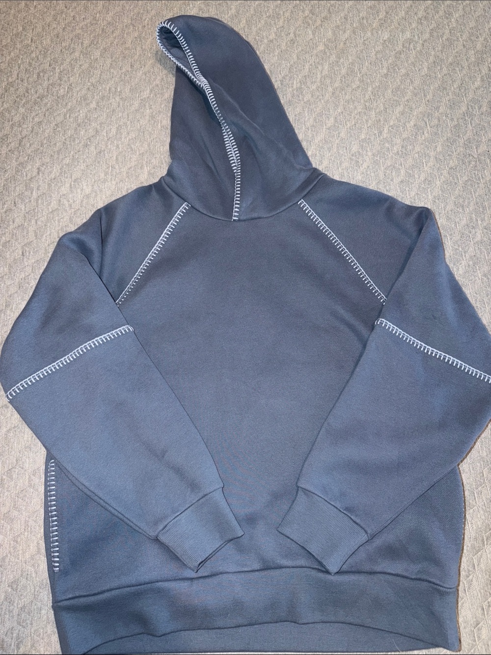 UGG Blue Hoodie with Contrast White Topstitching